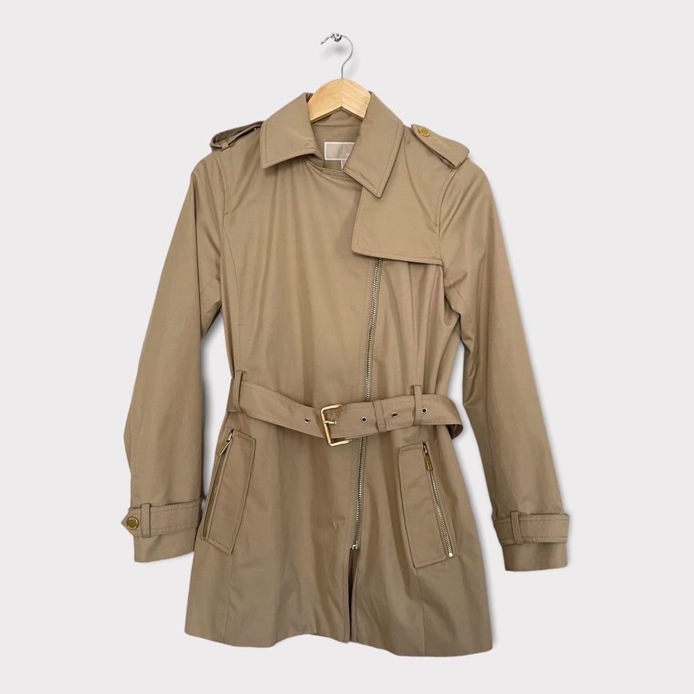 Michael Kors Belted Front Zip Trench Coat Jacket Small - Picture 2 of 12